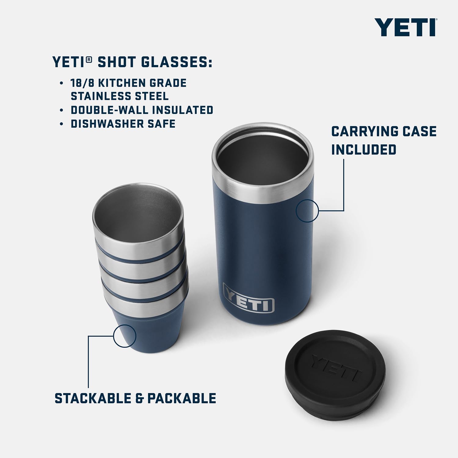 Amazon.com: YETI Shot Glasses with Carrying Case, Set of 4, Black