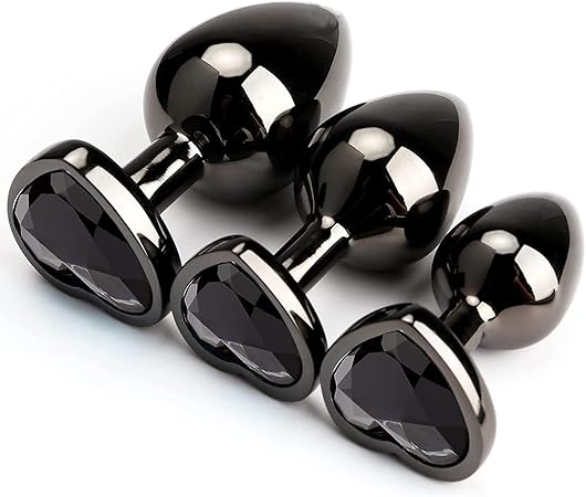 3Pcs Set Luxury Metal Butt Toys Heart Shaped Anal Trainer Jewel Butt