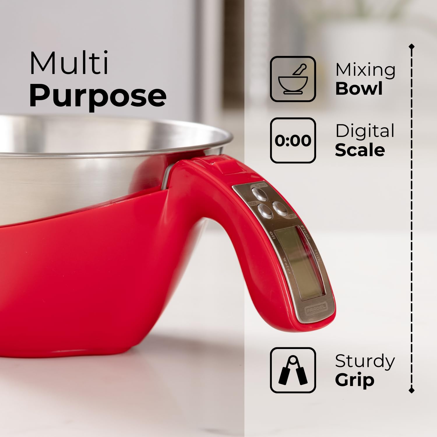Fradel Bilancia Da Cucina Digitale 0,1g - Precisone, Impermeabile, 5kg, In Acciaio Inox, Per Cucinare E Preparare Pasti - 2
