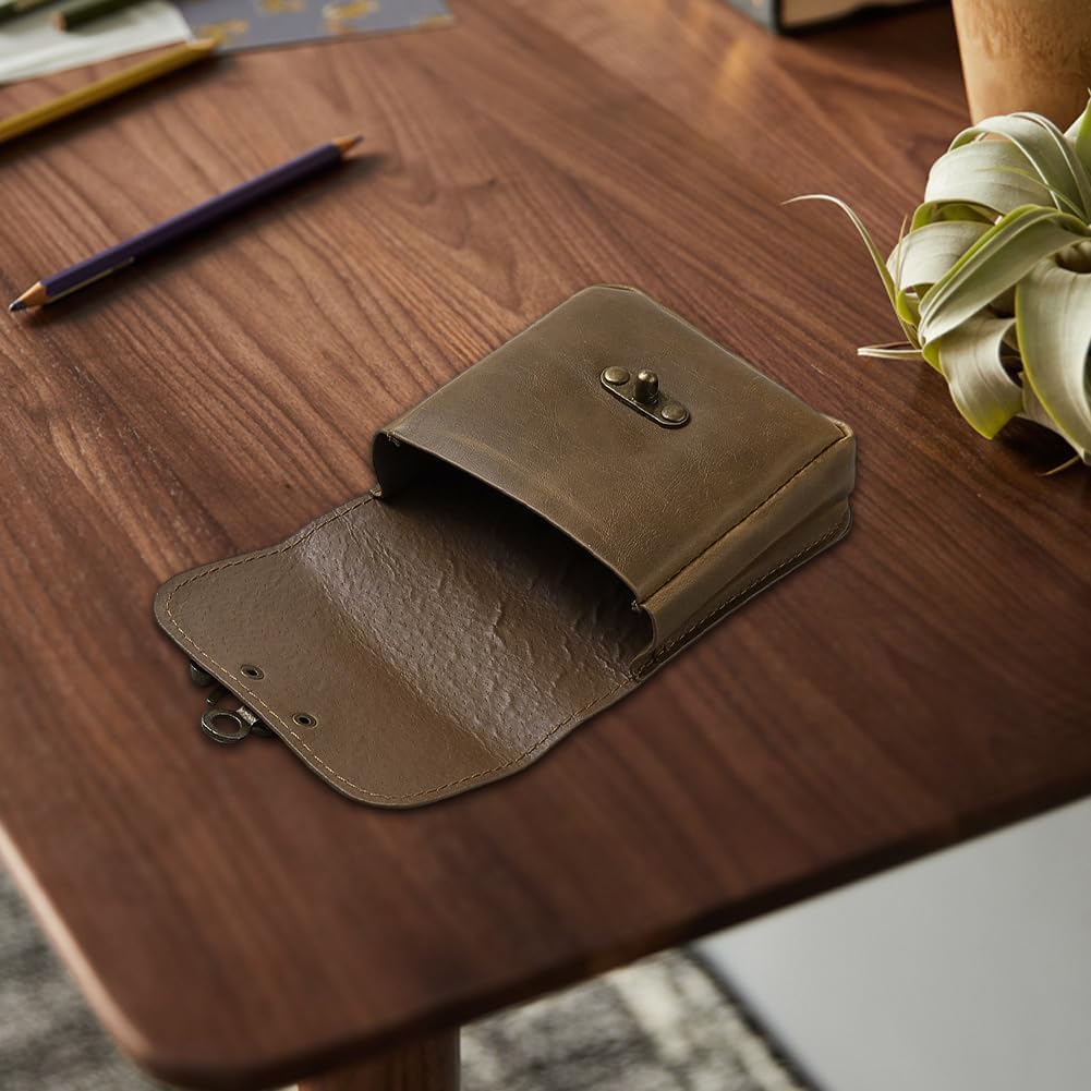 Brown Medieval Belt Pouch PU Leather Viking Waist Bag Vintage Renaissance Steampunk Fanny Side Pack Carry Buckle Belt Purse Pocket Travel Wallet Latch Clasp for LARP Casual Hiking Costume - Image 3