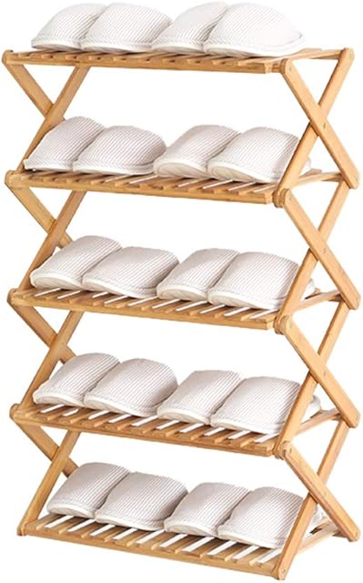Shoe rack Multi-layer Simple Household Economic Bamboo Shelf Dormitory Door Storage Artifact Free Installation Folding Small Shoe Cabinet FANJIANI (Size : 50X25X89cm)