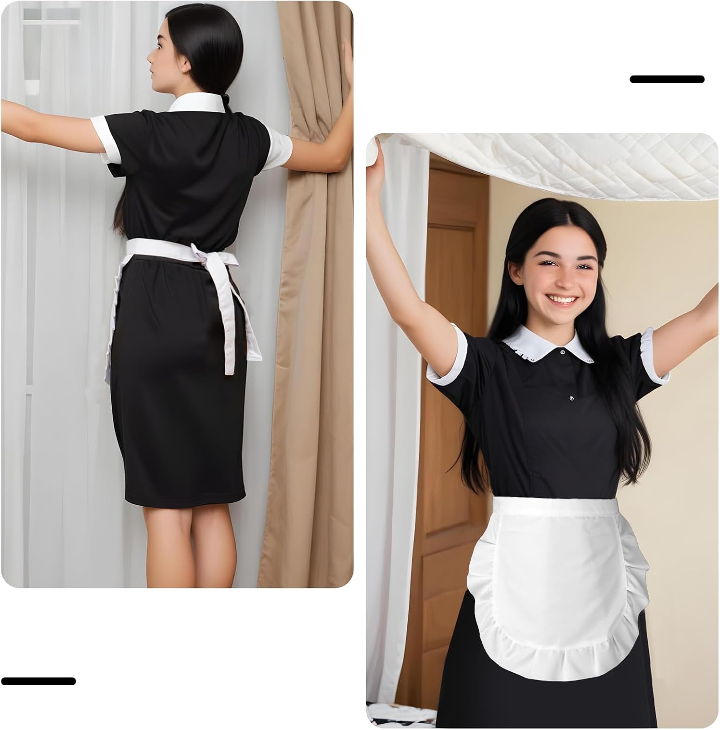 Trinkrittey Cosplay Waist Apron, White Cosplay Waist Apron Puffy Tight Costume Half Apron White Apron Party Cosplay Costumes Dress Accessory Kitchen Party Favors Maid Half Apron for Women Girls