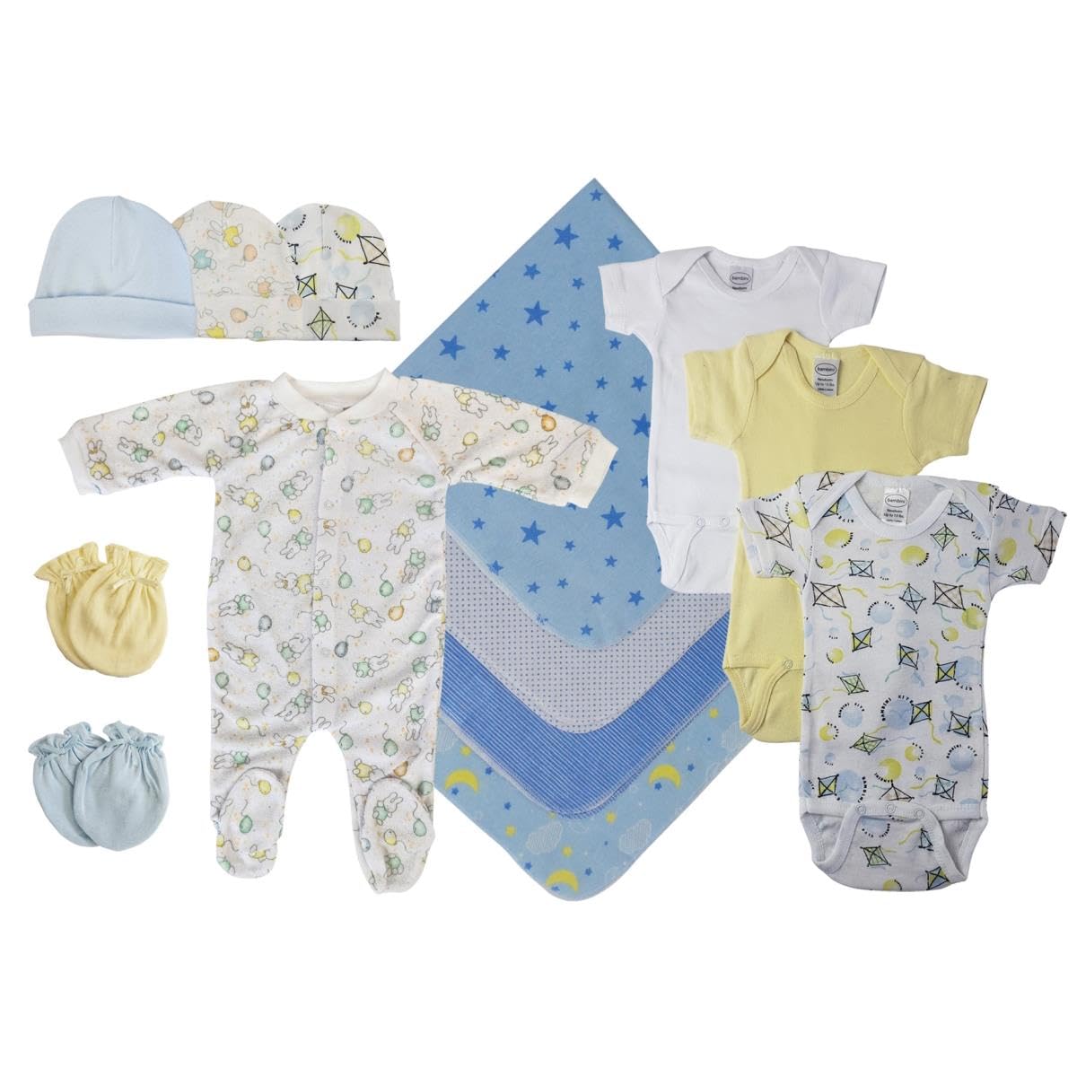 Bambini NC-0527L Baby Boy 13 Piece Layette Sets White & Blue - Large