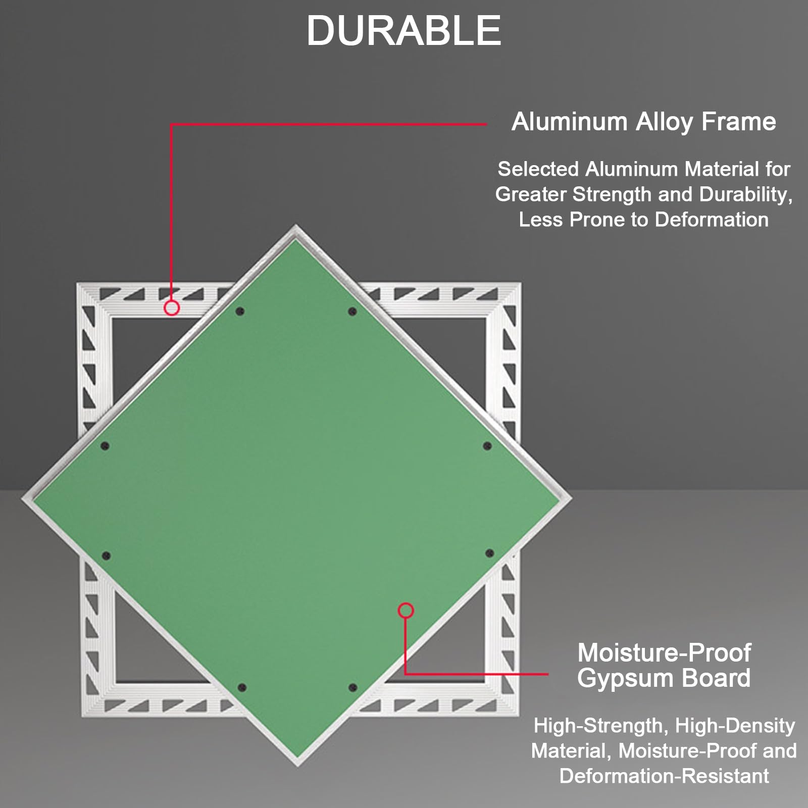 Trampilla Pladur, Marco Aluminio Impermeable, Tapa para Orificio El Techo | Unión Sin Juntas, Lisa y Estéticamente Agradable, Empotrada, para Techos y Áticos(350x350)