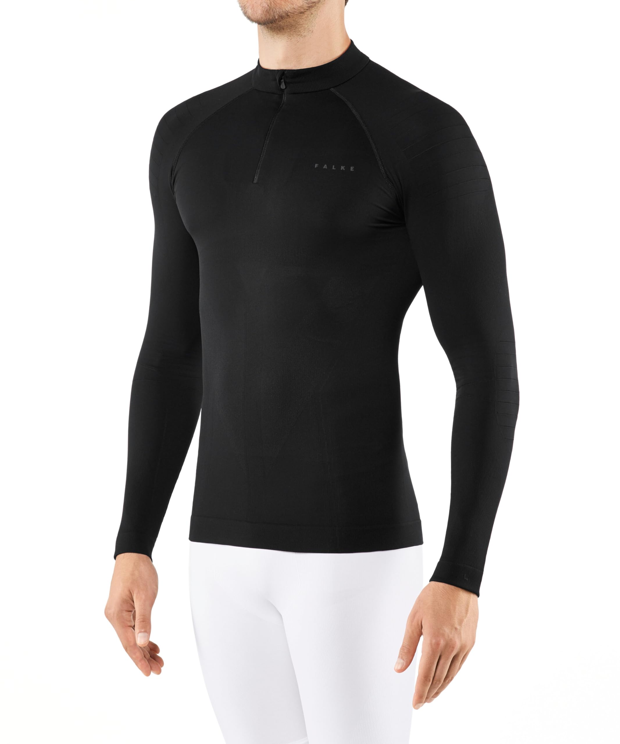 FALKE Men's Warm Tight Fit Zipped Longsleeved Functional Shirt, Thermal Underwear, Black (Black 3000), S (1 Piece) - Image 3