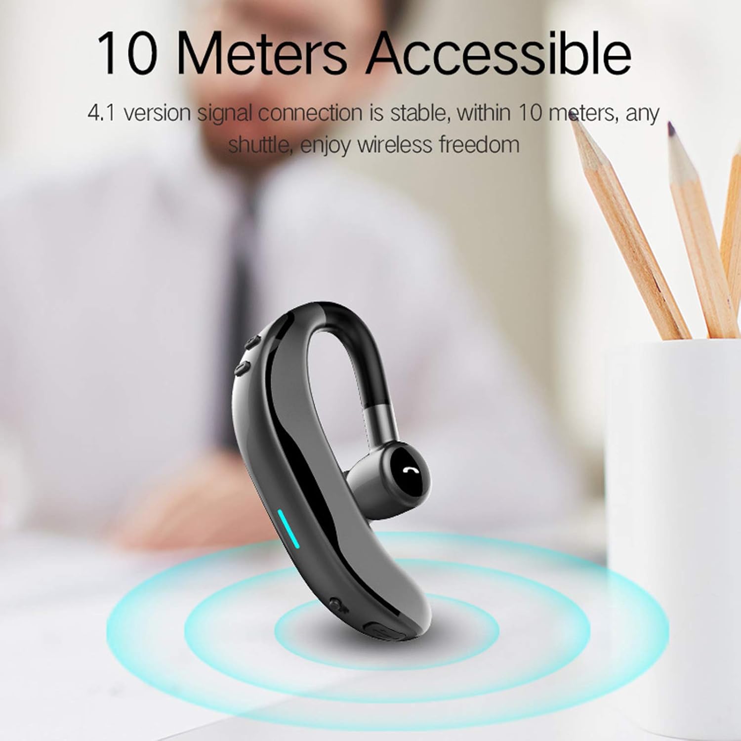 Wireless Headset Earpiece Headphone Handsfree Call Earpiece Noise Cancelling Earbud Headsets Long Standby Time Earphone Compatible with Smart Cell Phones Trucker Car Driver Business Office Men Women - Image 6