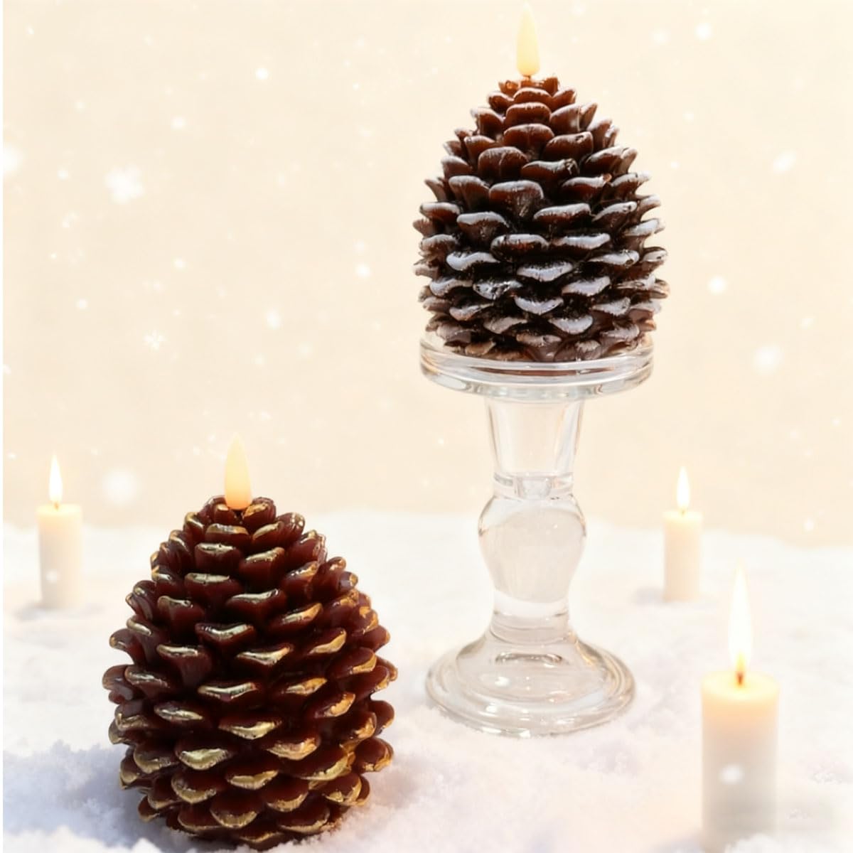 CVHOMEDECO. Candele a forma di pigna, a batteria, con