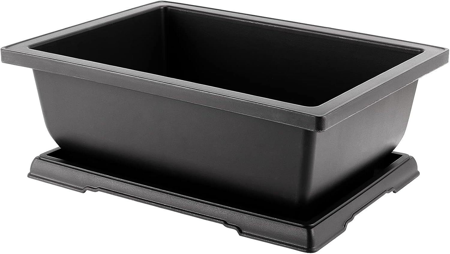 JOIKIT 4 Packs 11 Inch Large Plastic Bonsai Pots with Drainage Tray, Rectangular Bonsai Training Planter Pots, Plant Growing Bonsai Tree Pots for Garden, Decoration, Balcony