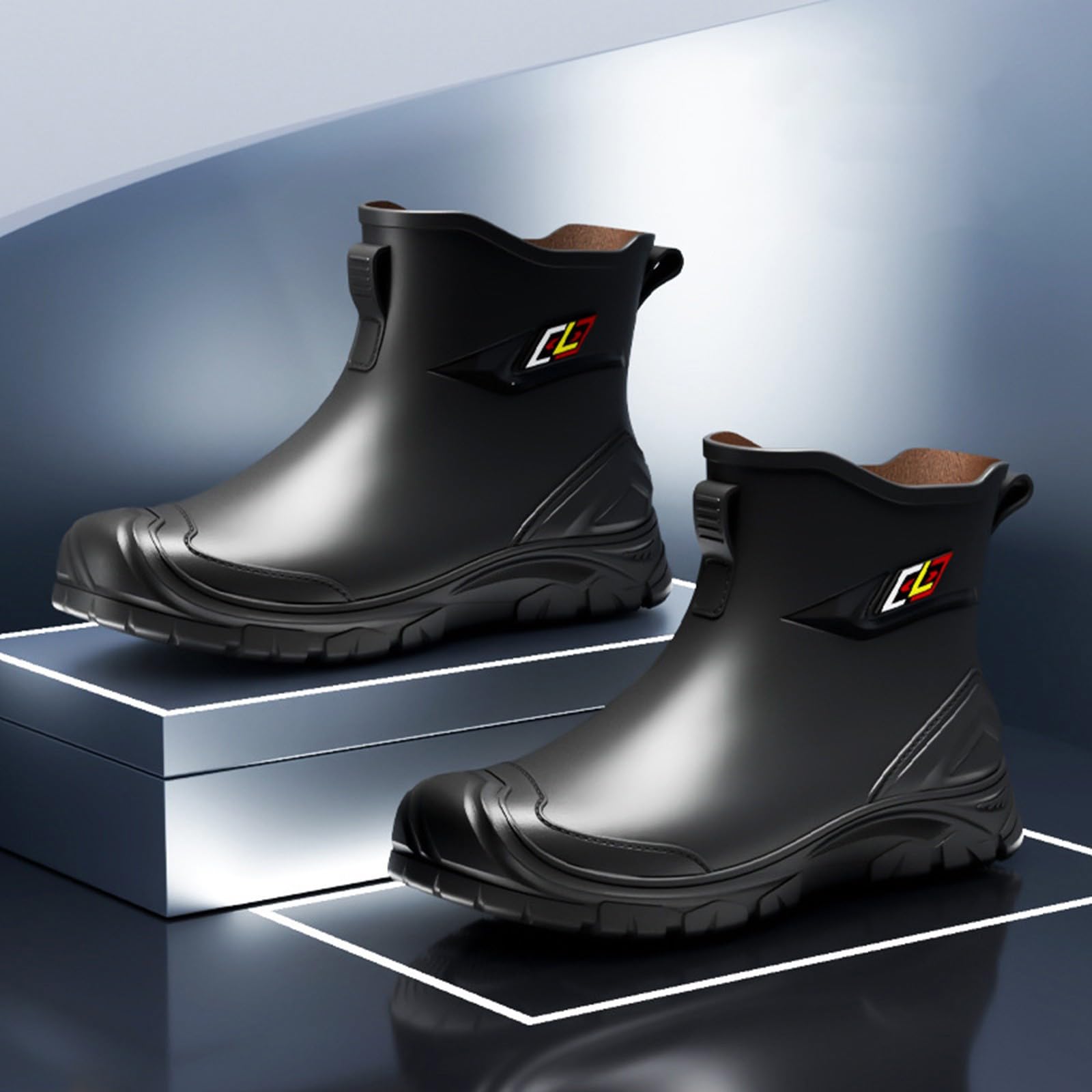 Botas de lluvia para hombre, botas de lluvia, zapatos de goma, impermeables, botines de tobillo, botas de lluvia, botas de goma para exteriores, botas de jardín, botas de goma antideslizantes
