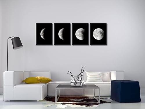 Miniatura 2 de Wieco Art Arte de pared enmarcado moderno Giclée, impresiones artísticas abstractas del espacio blanco y negro a fotos pinturas sobre lienzo, arte