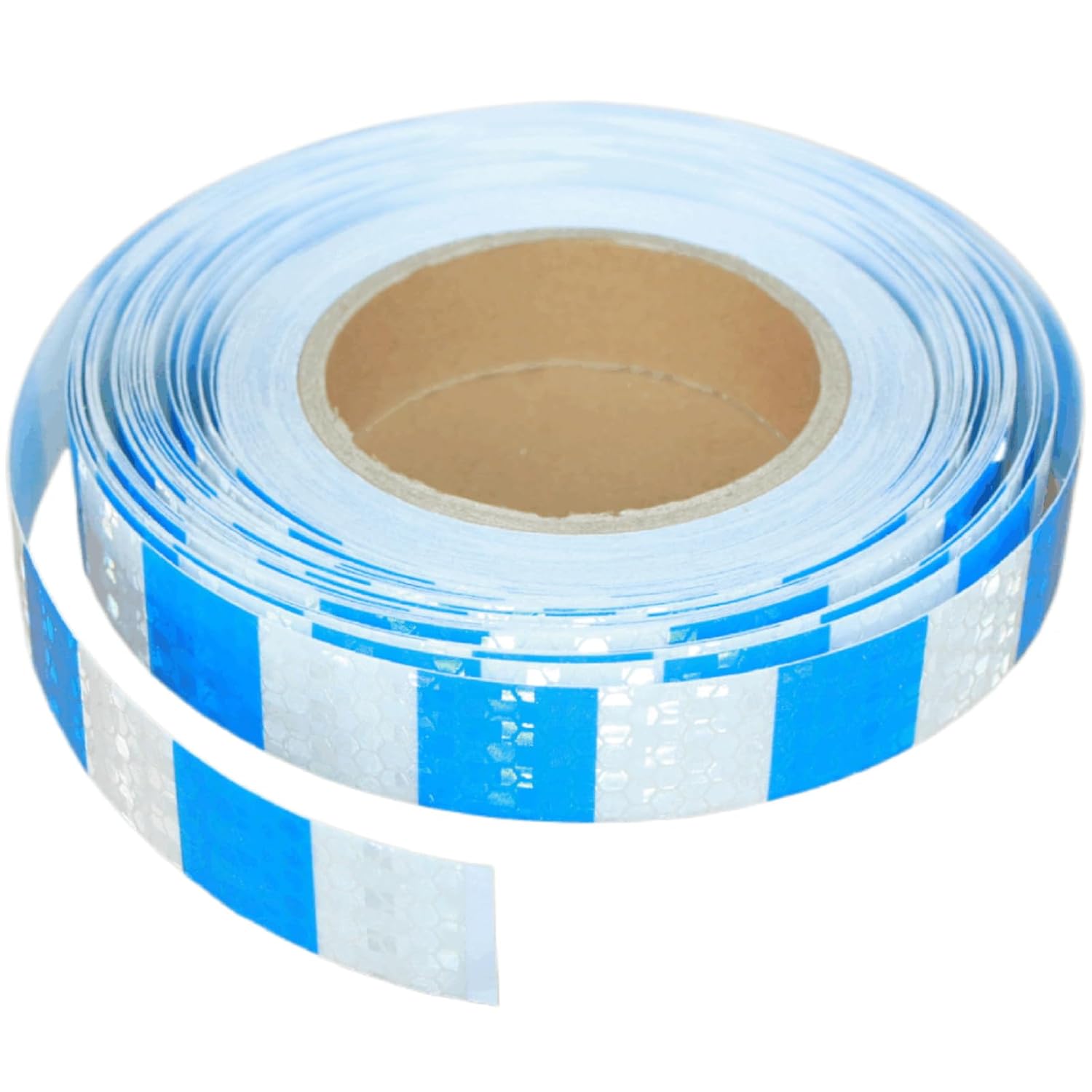 Blue and White Reflective Tape Outdoor Waterproof 1 inch X 66 feet, High Visibility Hazard Conspicuity Safety Industrial Marking Tape
