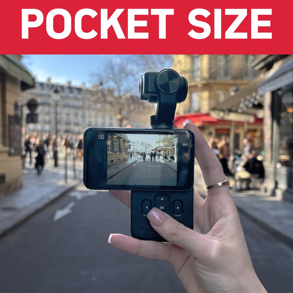 AGFA Photo Gimbal Realimove MC3X - Caméra Stabilisateur 3 Axes 4K Ultra HD, Écran Tactile Rotatif 3,5", 20 MP, Suivi de Visage, Vision Nocturne, Grand Angle 120°, Wi-FI, Autonomie 170 Min - Noir