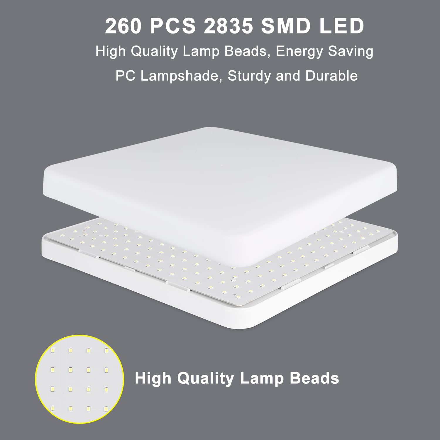 Kambo Lampada da Soffitto LED Luce Quadrata 48W Plafoniera Moderno Bianco Freddo 6500K 4320LM Plafoniera Soffitto Bagno Cucina Camera da letto Sala Ufficio Cantina