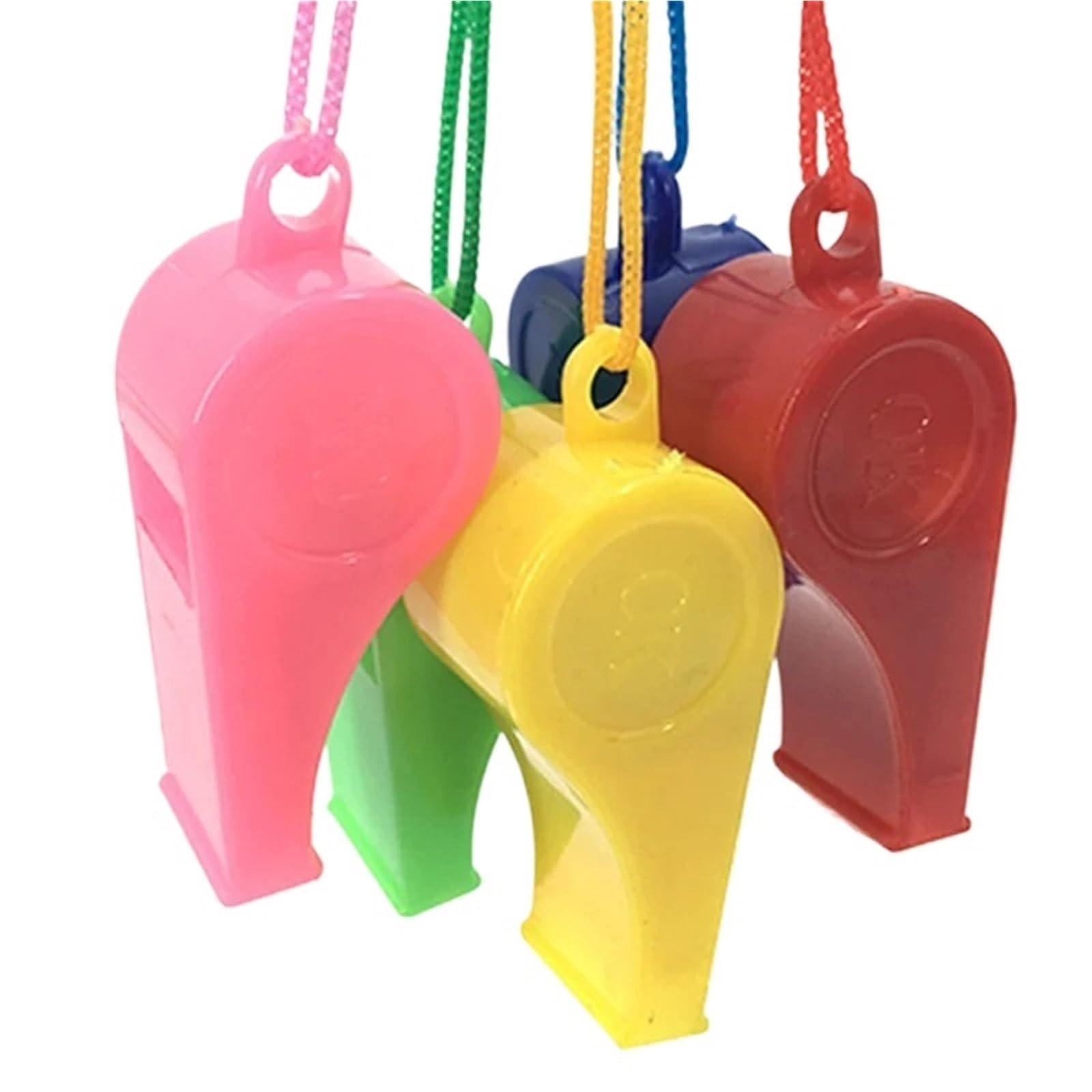 150PCS Kunststoff Pfeife Bunte Cheer Schiedsrichter Pfeifen Mit Lanyard (Gelegentliche Farbe) Für Partys