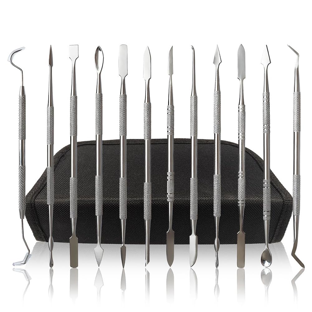 Set di 12 Utensili per Intaglio Della In Acciaio Inossidabile, Strumenti per Ceretta, Utensili per Scultura A Doppia Estremità
