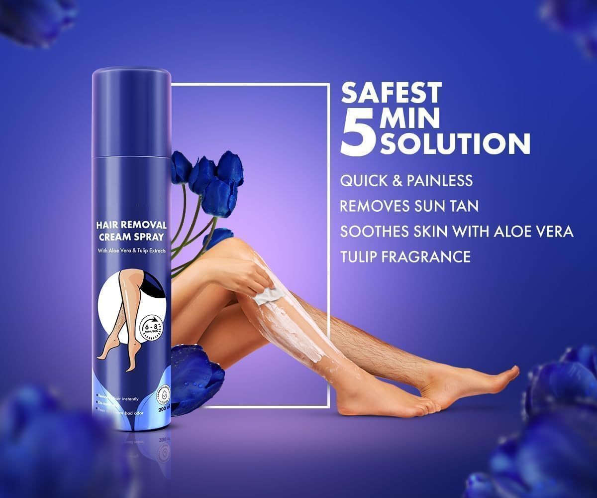 Crema spray depilatoria per donne (200 ml) | Spray per la depilazione del corpo indolore per gambe, mani, ascelle e schiena (200 ml)