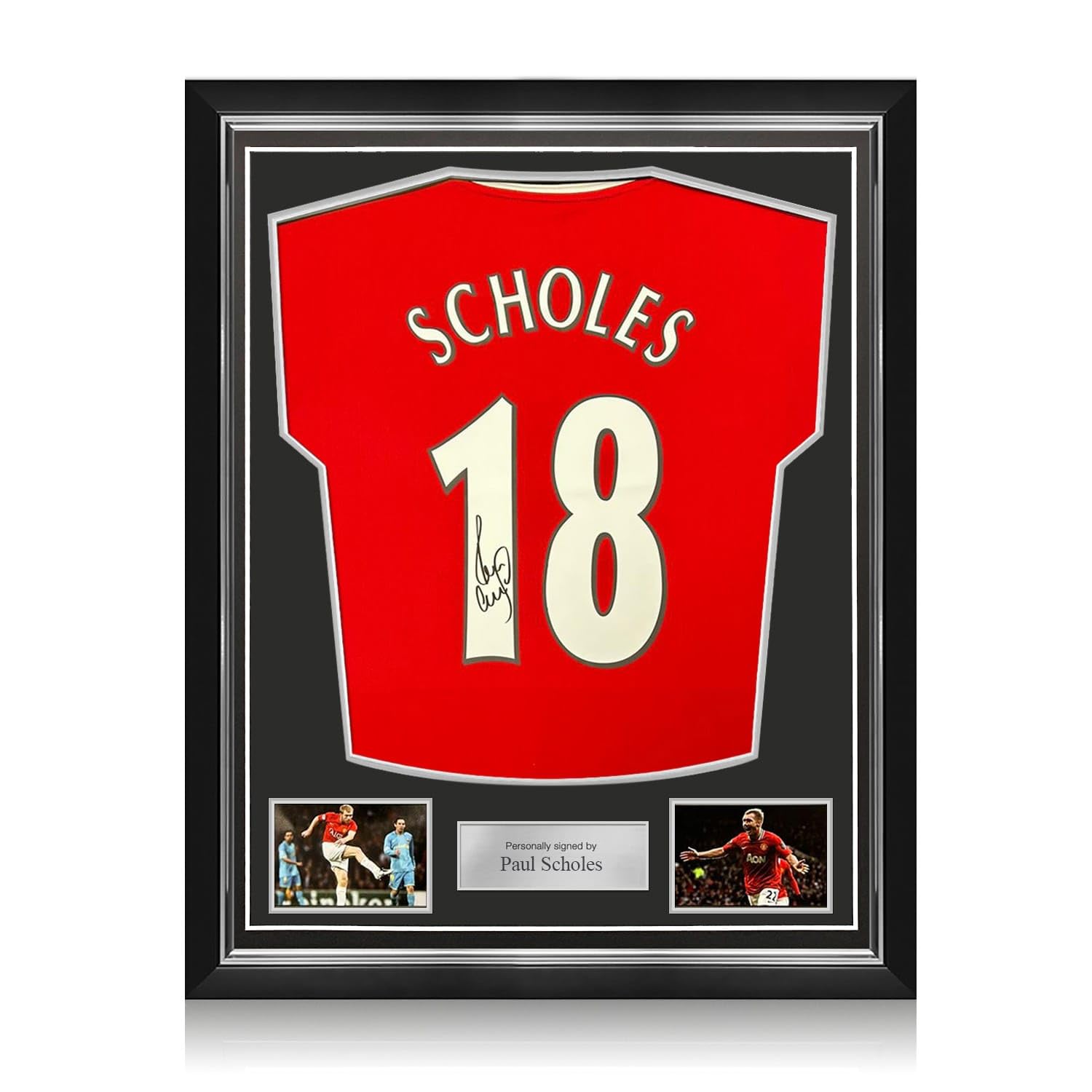 Exclusive MemorabiliaPaul Scholes Signed Manchester United 2022-23 Football Shirt. Superior Frame