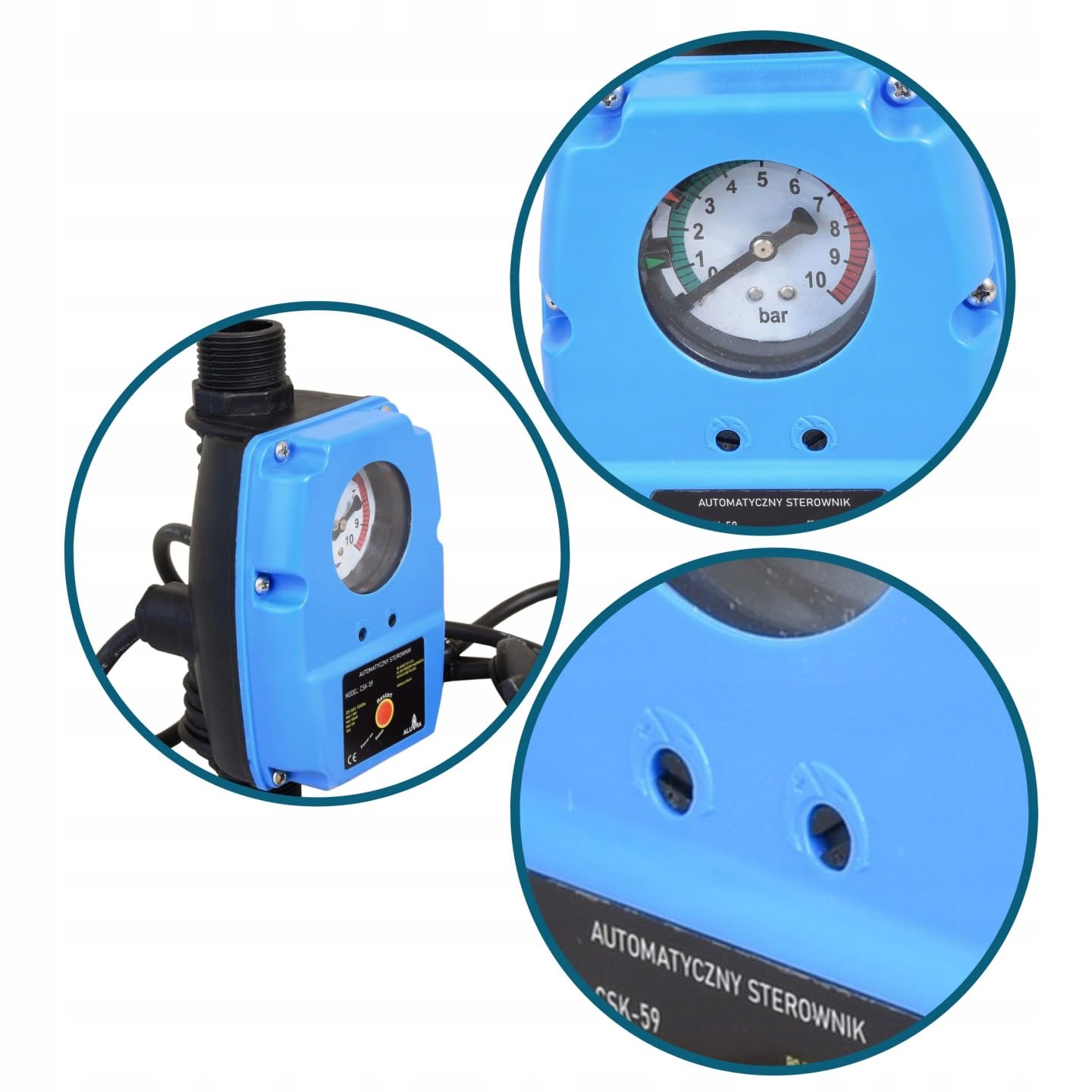 Pressostat CSK 59 – Interrupteur de pression automatique – Marche/arrêt réglable – Commande électronique – Pompe à eau & puits – Protection manque d’eau – Clapet anti-retour – Avec/sans réservoir