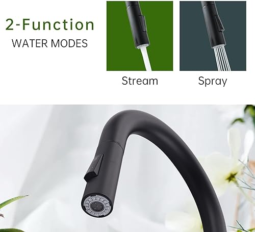 Miniatura 2 de APPASO - Grifo de cocina negro con dispensador de jabón, grifo de cocina negro mate con rociador extraíble, grifos de fregadero de cocina de 2 modos