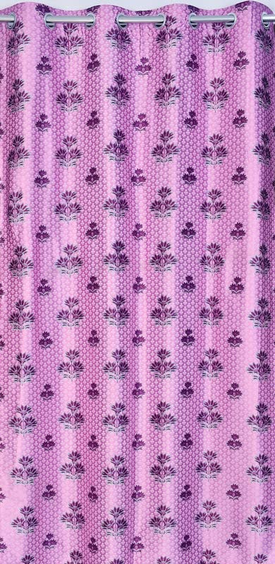 Image of Exporthub 2 Pieces Polyester Purple Floral Digital 3D Printed Eyelet Window Curtains -Length 5 Feet (EHSPR825 54)