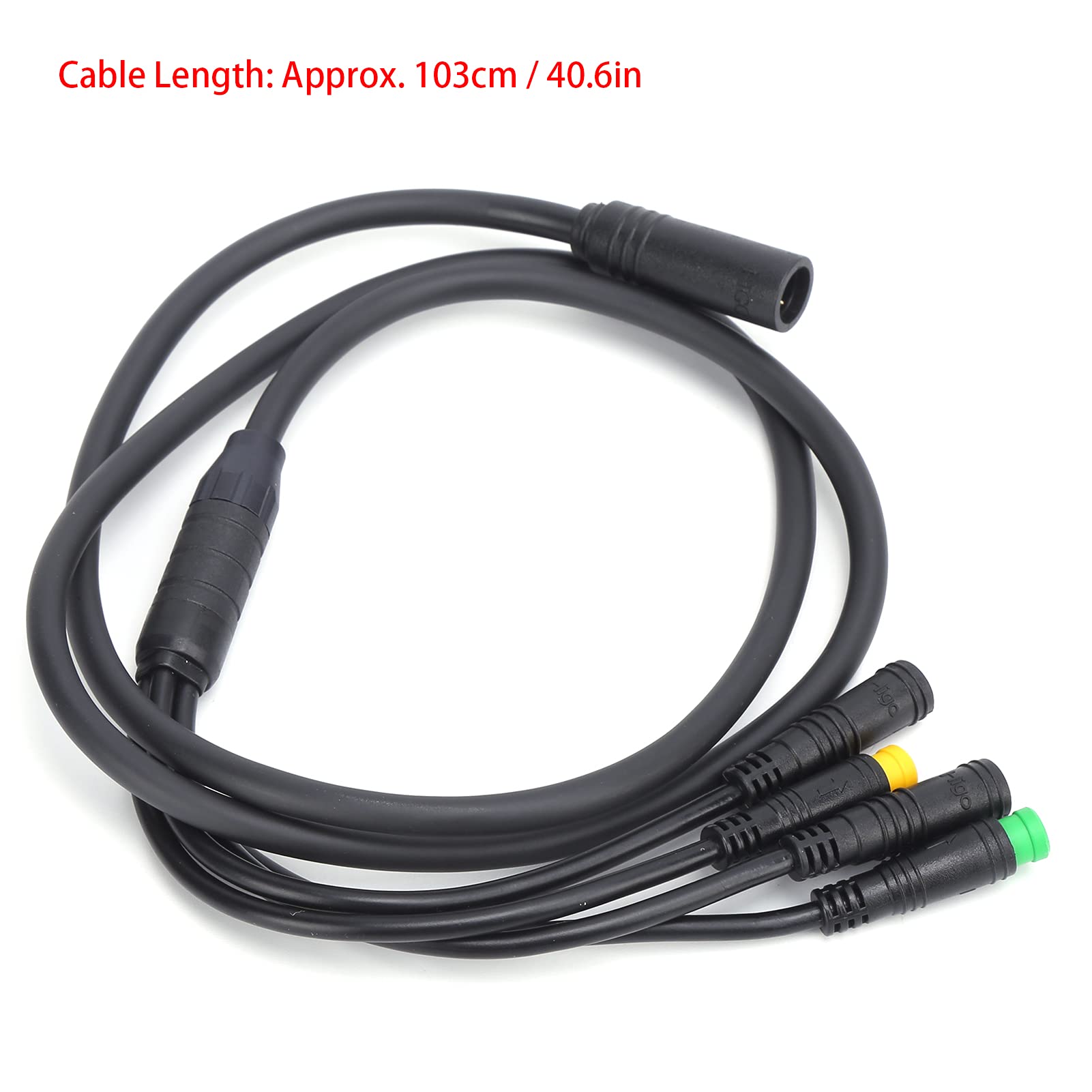 Kabel do Roweru Elektrycznego 1T4 Przedłużacz Czujnika Biegów do Silnika środkowego BAFANG BBS01 BBS02 z Materiałem Nylonowym, wodoodporność IP65, długość Kabla 103 Cm, Szerokie