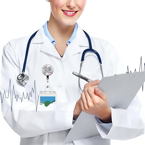 Miniatura 4 de Paquete de 3 carretes para insignias, lindo soporte retráctil con clip de identificación para enfermera, accesorios para el trabajo, divertidos