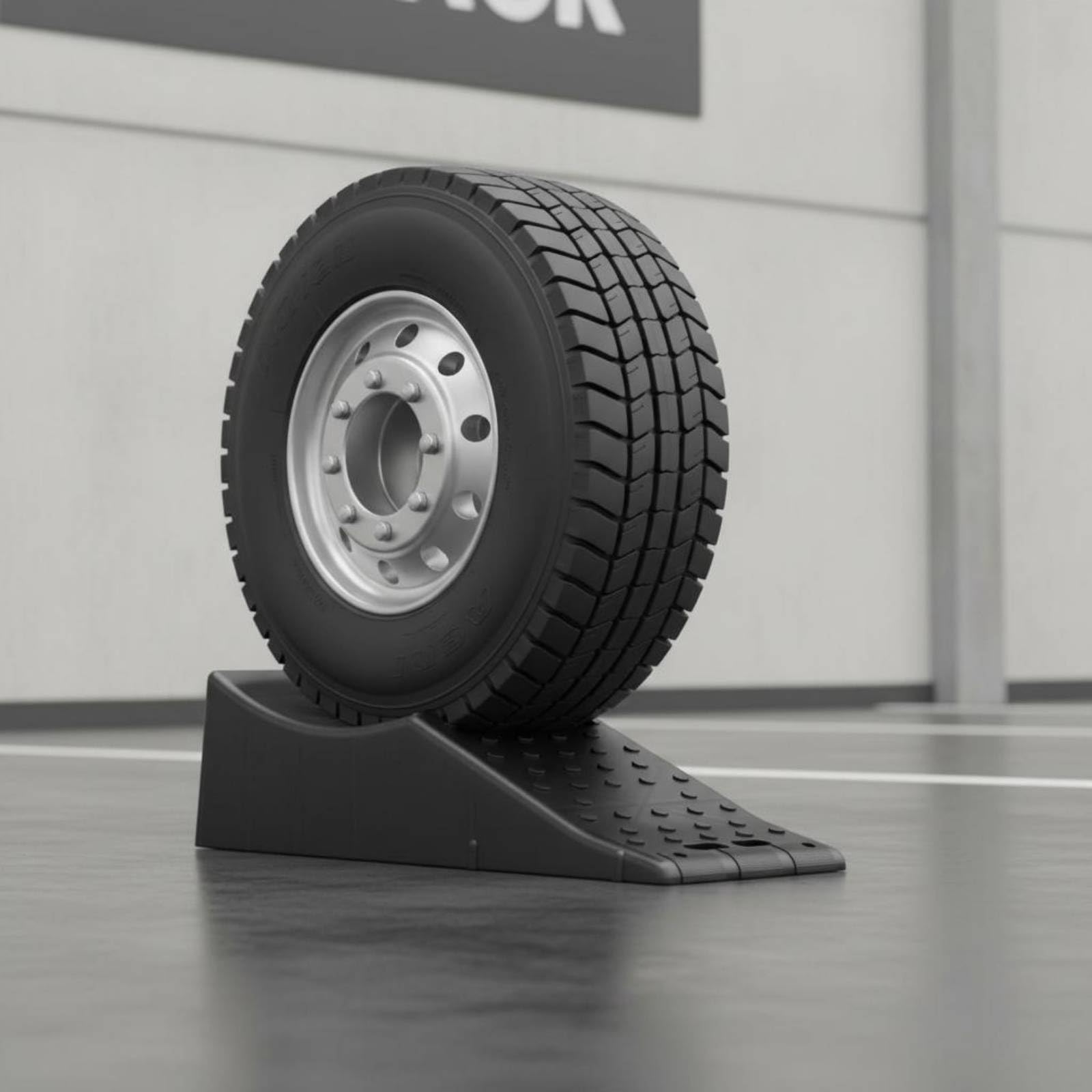 Tope de Rueda Antideslizante Mejorada Calzo Goma con Relieve Tamaño Compacto Accesorio Aparcamiento para Remolque, Autocaravana, Camión