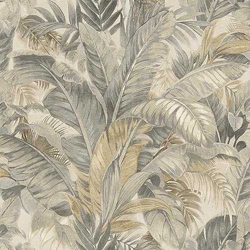 Image of Tommy Bahama Nassau Tropical Palm Peel and Stick Wallpaper, (Coconut Grey)