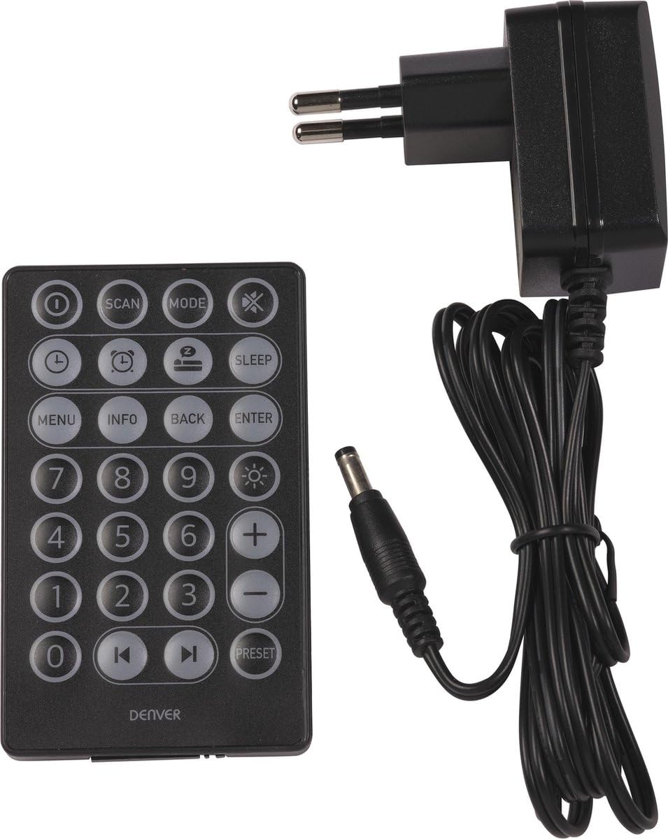 Radio digitale DAB+ e FM. Denver DAB-48GREY. Sveglia. Connessione Bluetooth. Volume: 2,5 W. Telecomando incluso. Grigio.