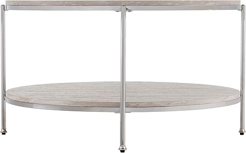 Miniatura 4 de Mesa de centro redonda de metal y mármol sintético cromado de 33 pulgadas