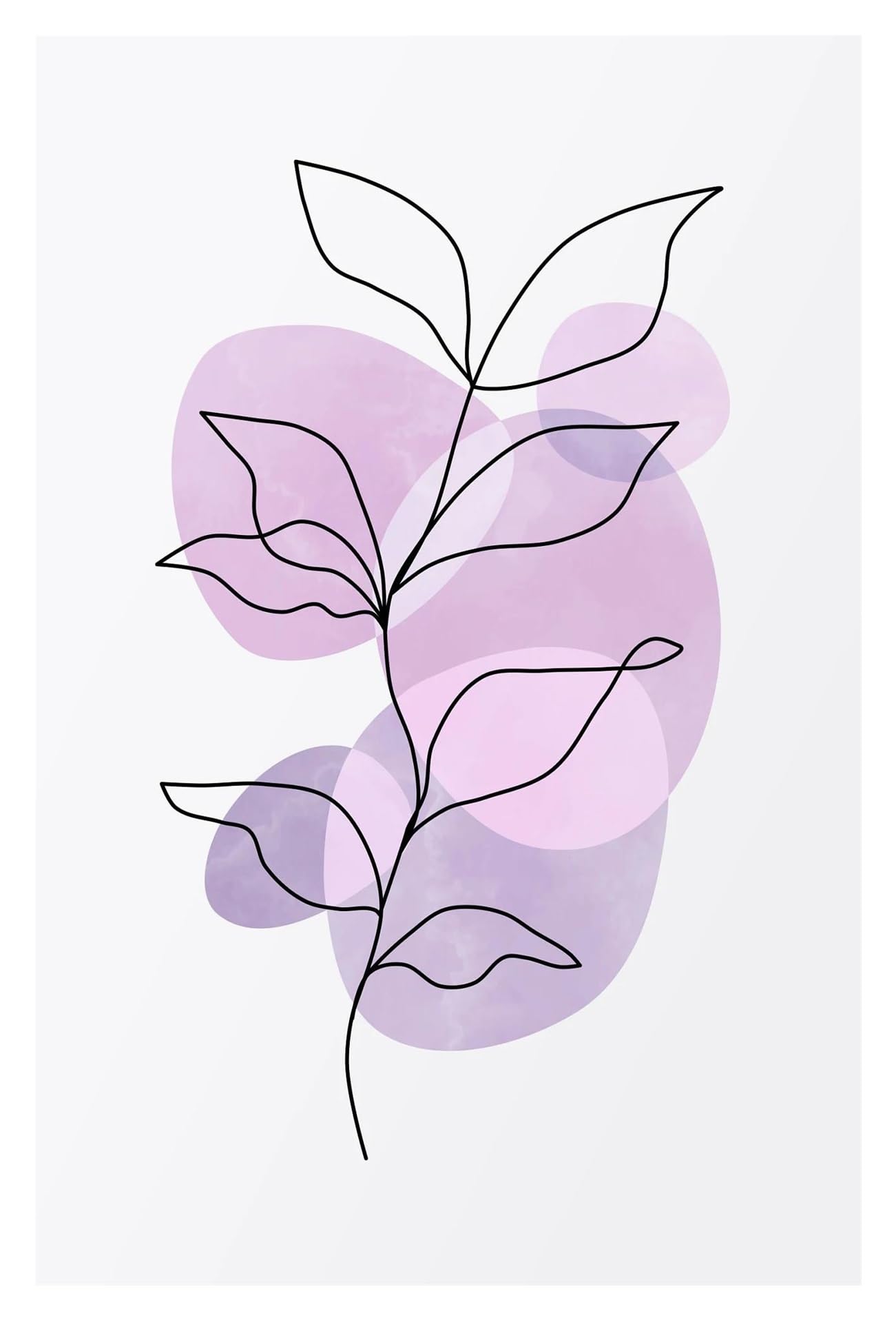 Cuadro sobre lienzo de flores abstractas danesas en tonos pastel lila para pared de 30x42cm