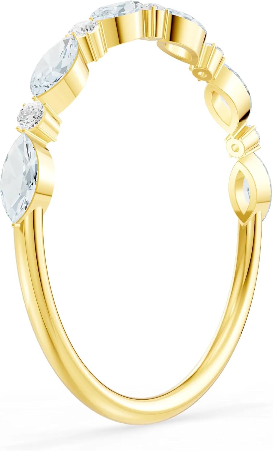 PEORA Marquise Cut Aquamarine Stackable Band Available in Solid 10K, 14K or 18K Ring – White, Yellow or Rose Gold