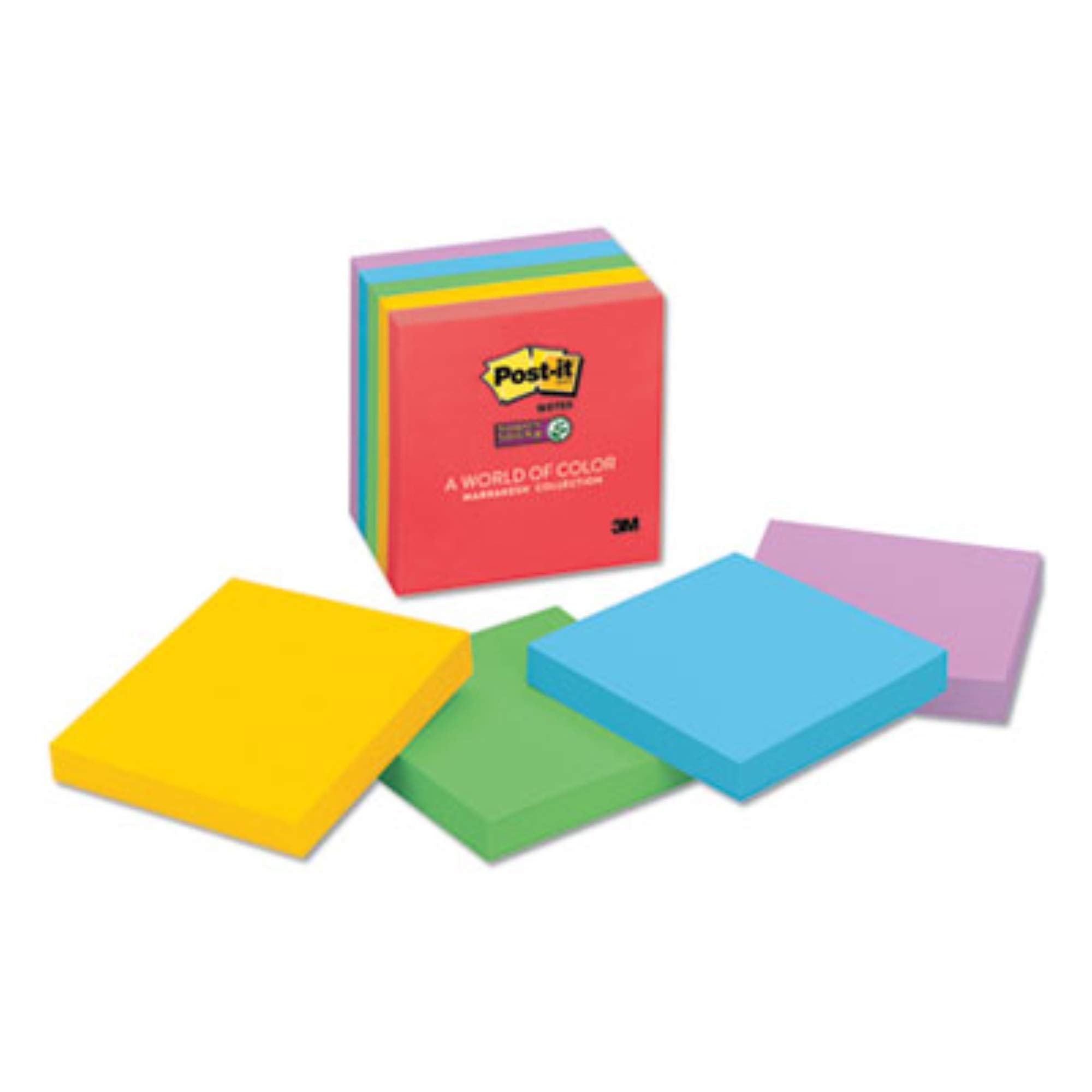 Post-it Notes Super Sticky Pads in Marrakesch Farben, 3 X 3, 90/Pad, 5 Pads/Pack