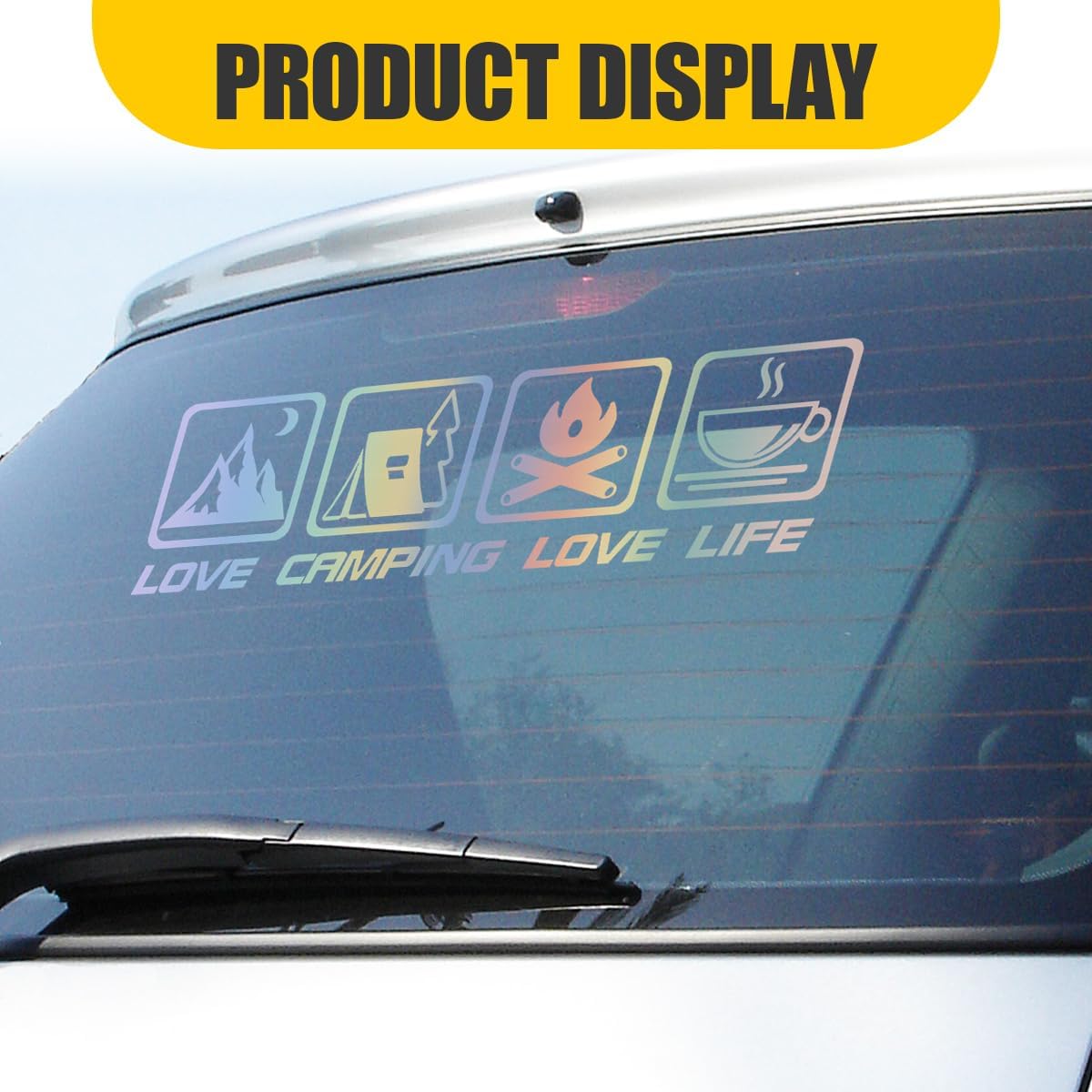 Car Camping Sticker Decal, 9.5" x 2.9" Love Camping Love Life Outdoor Enthusiast Bumper Sticker, Wild Survival Vehicle Exterior Decoration Decal, Suitable for Window, RV, Truck (AB-S) image 5