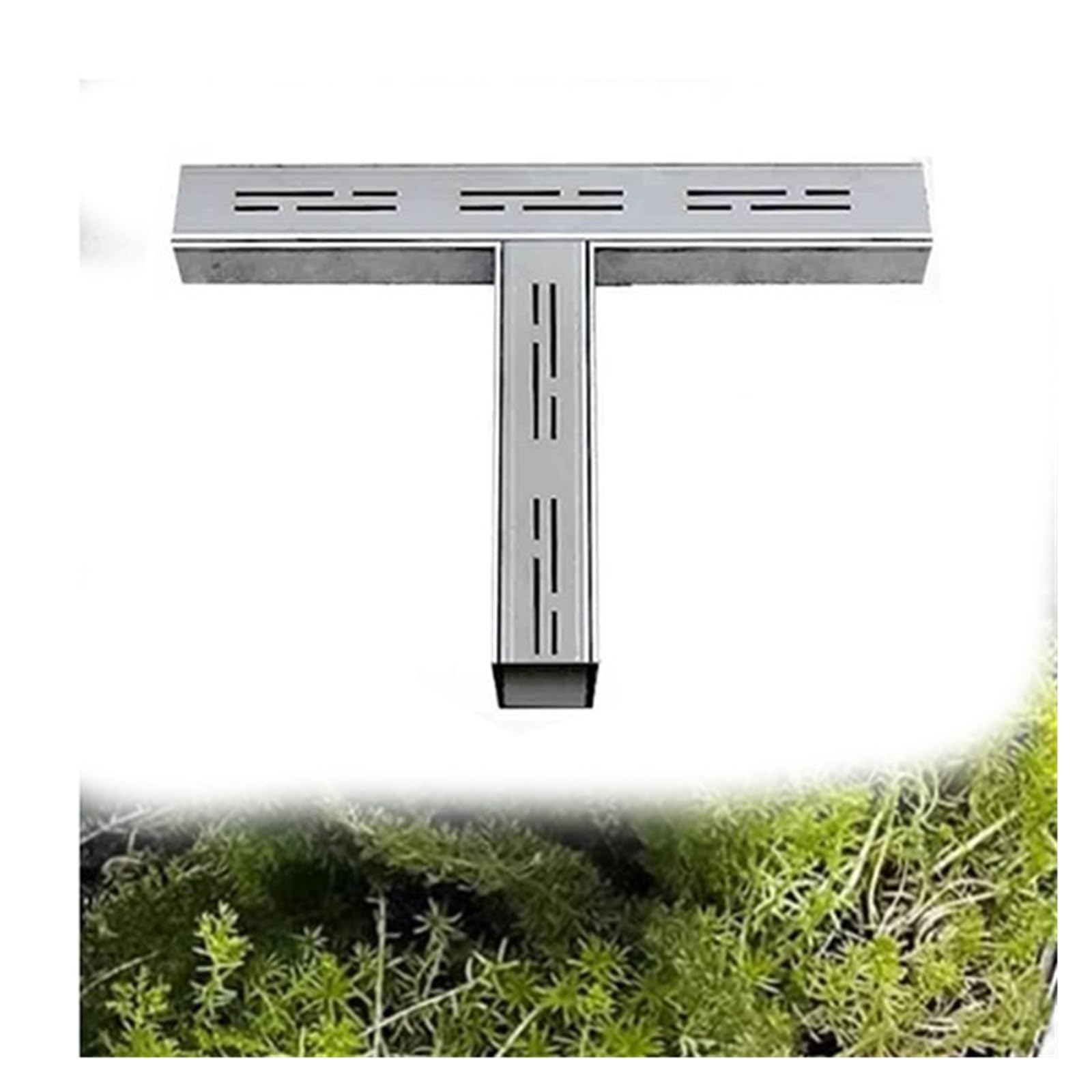 Caniveau de drainage 3 voies avec grille en inox 5x3 cm pour évacuation d'eau de pluie
