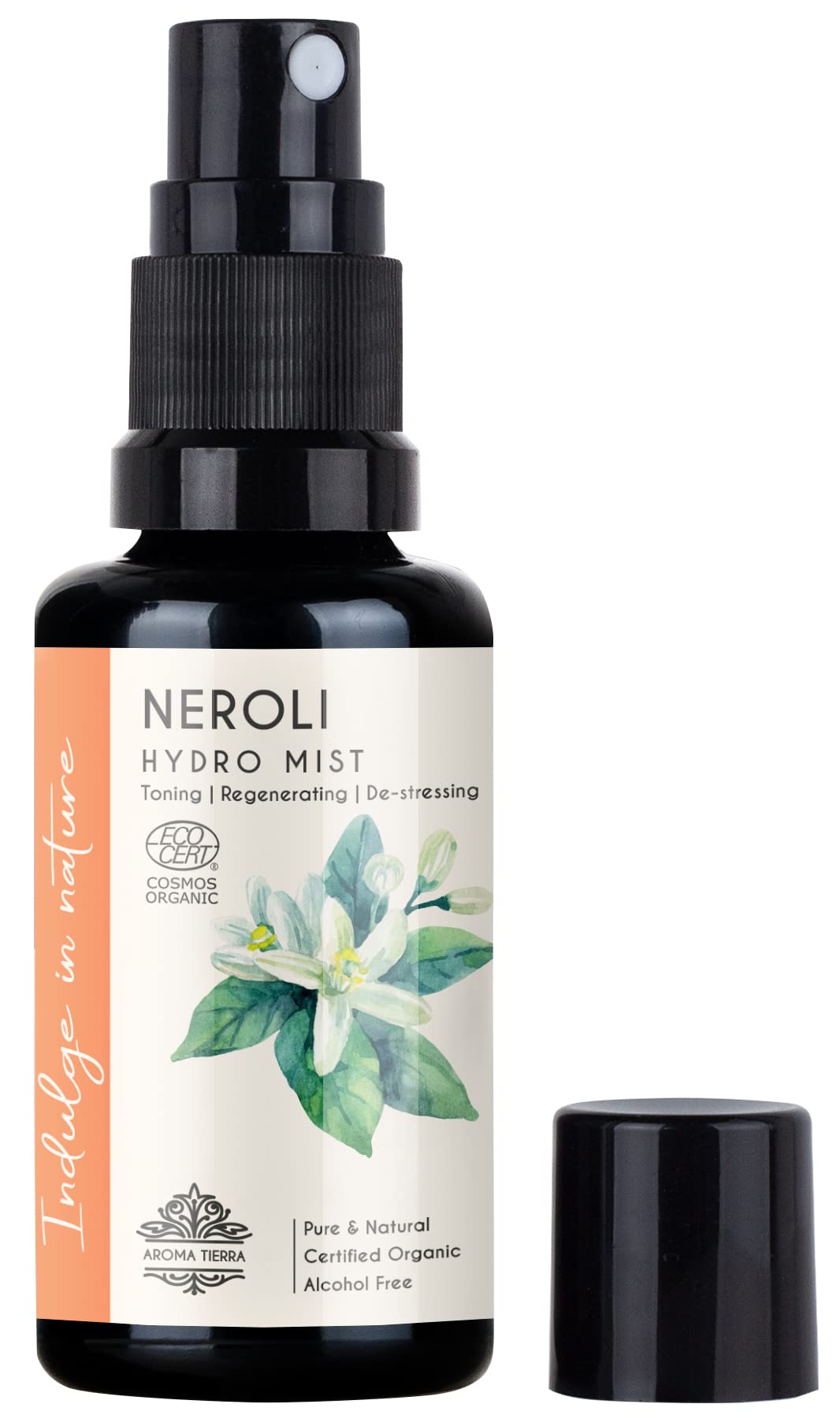 Aroma Tierra Organic Neroli Water (Hydrosol Spray Mist) Orange Blossom - For Face, Skin, Facial Toner, Astringent, Hydrating - De-stress & Sleep - 100% Pure, No Alcohol