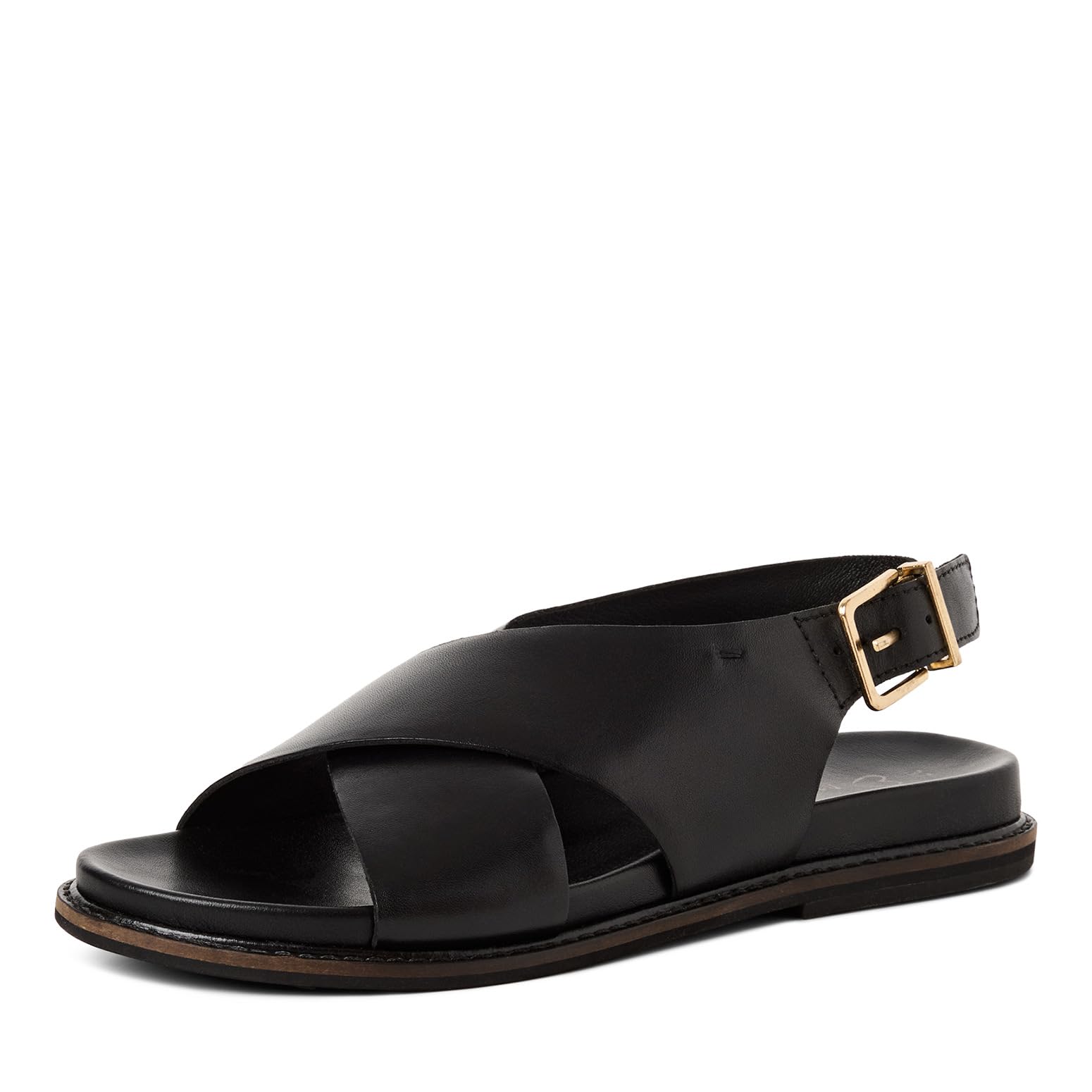 MARCO TOZZI Women Sandal footbed Leather Summery, black (BLACK UNI), 7.5 UK