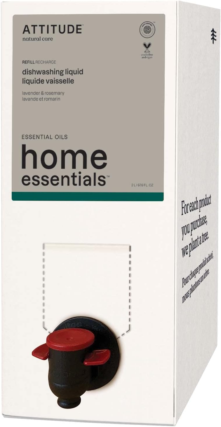 ATTITUDE Dishwashing Liquid with Essential Oils, EWG Verified, Vegan