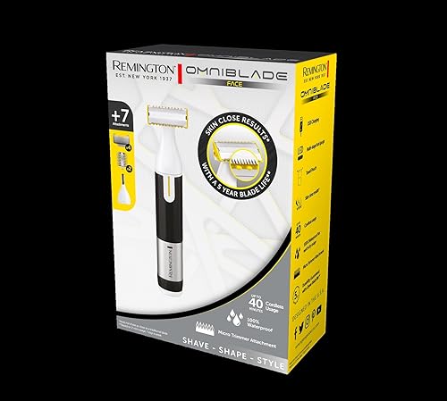 Miniatura 12 de Remington Omniblade - Afeitadora facial y corporal para hombres, 100% impermeable, recargable con cabeza extraíble, hoja principal de 1.378 in + 7