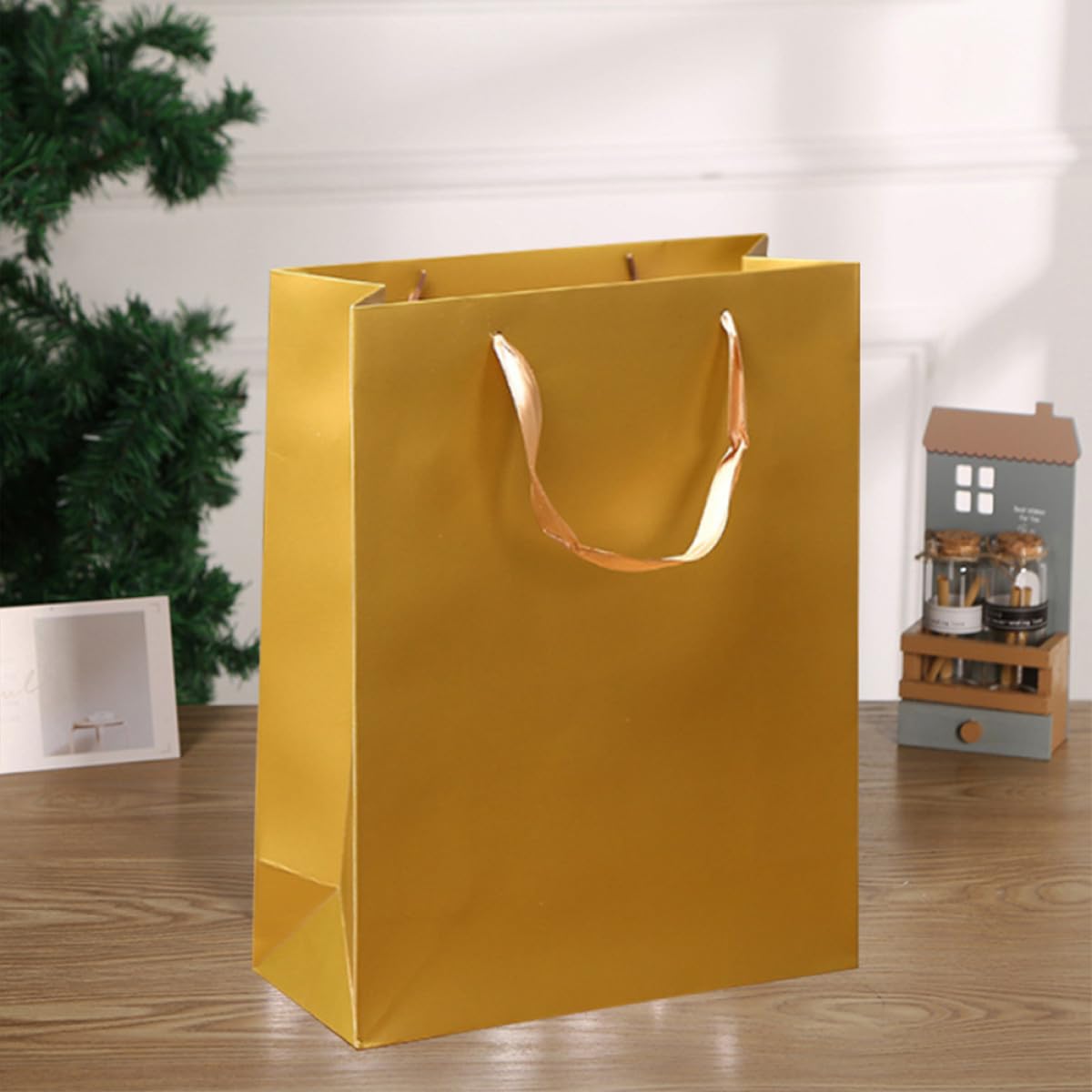 UPKOCH 12 Stück Teiliges Geschenk Papiertüten Gold Handliche Verpackungstaschen mit Griffen für Süßigkeiten Geburtstag Party Festliche Geschenkverpackung und Aufbewahrung