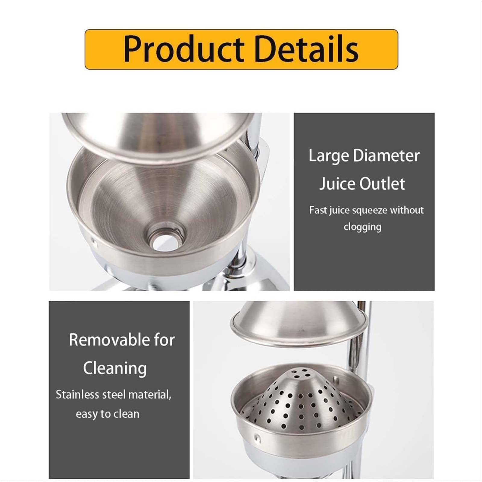 Exprimidor manual de cítricos, de acero inoxidable, exprimidor de limón y naranja, extractor de jugo eficiente para granada y lima