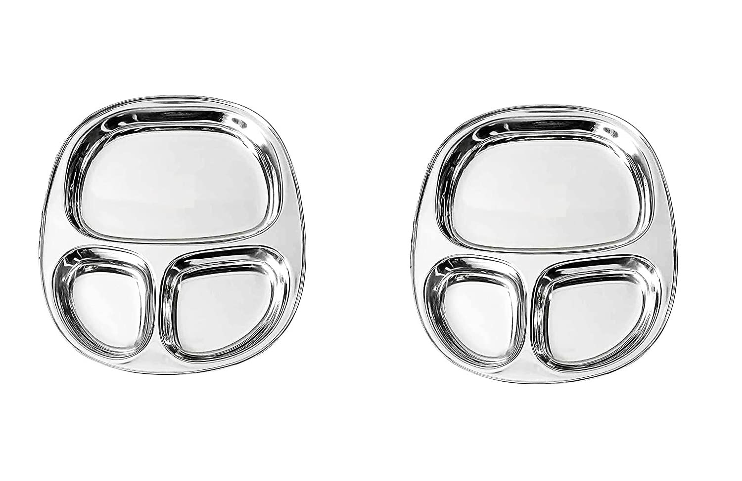 Dynore Stainless Steel 3 in 1 Three Compartment Nasta/Snacks/Kids Nasta Plate/Partition Plate- Set of 2 (B0BB2P1GZS) Amazon Price History, Amazon Price Tracker