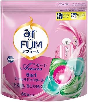 アフューム アモーレ　ランドリーボール　ジェルマジックボール型洗剤　60個×5 Amazon.co.jp: 洗濯洗剤 アフューム arfum アモーレ Amore