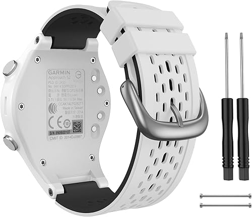 CUZOW Correa de color dos en uno para Garmin Approach S2S4, correa de repuesto de silicona Starp para reloj Garmin Approach S2S4, color blanco