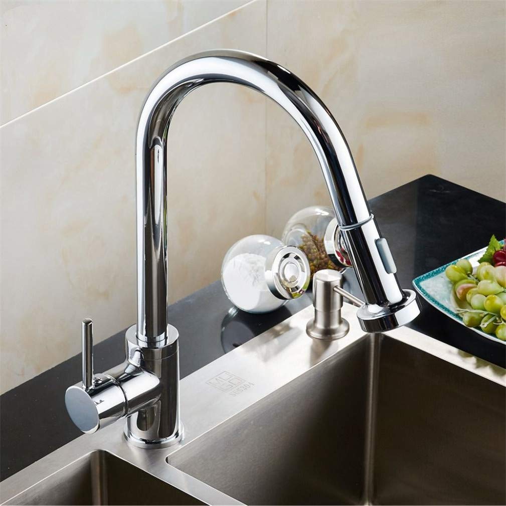 Robinet de cuisine argent avec tête de pulvérisation extractible mitigeur pivotant 360