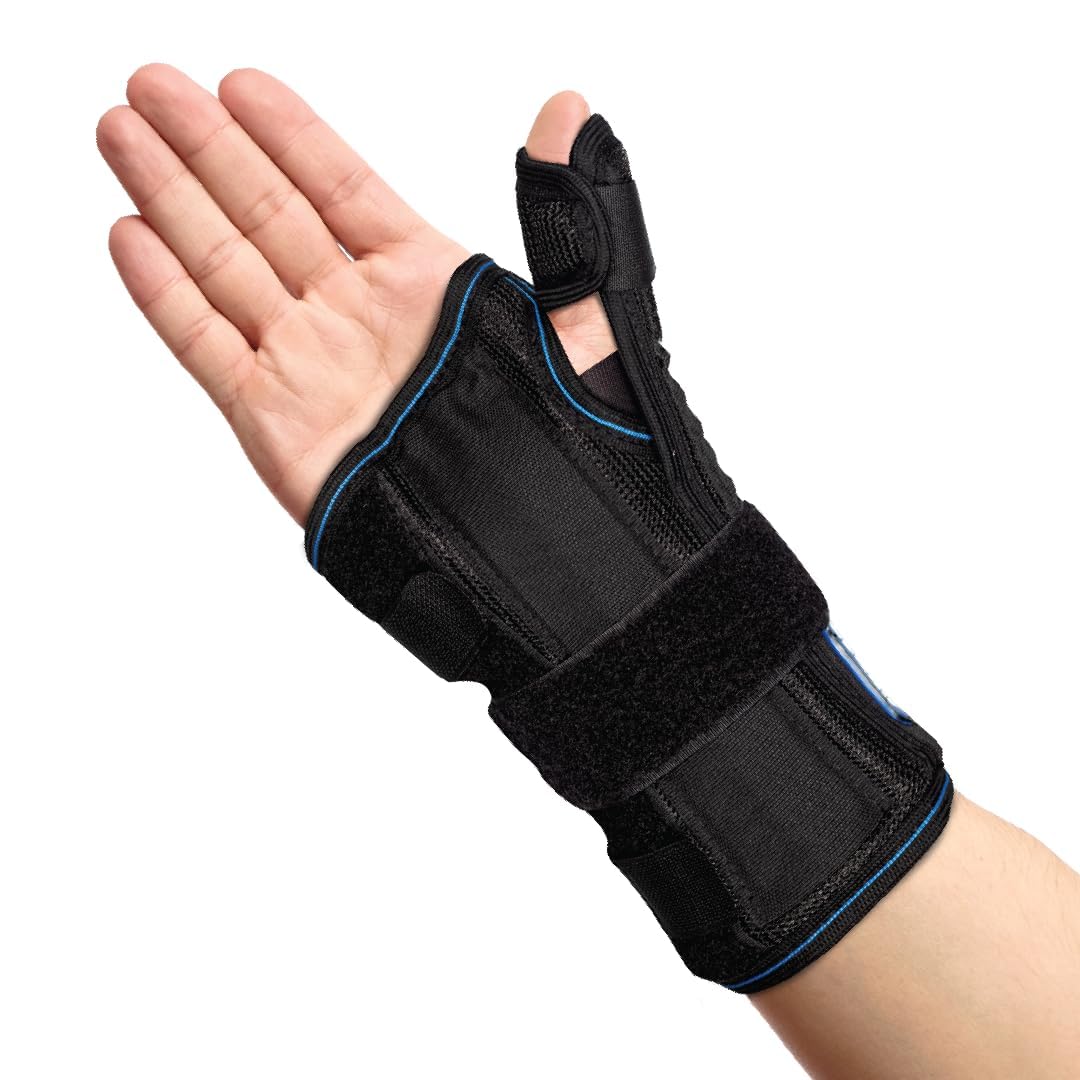 Vissco Wrist Brace with Thumb Support for Left Hand, Removable Splints, Wrist & Thumb immobilizer, Thumb & Wrist Sprain/Strain (Black)