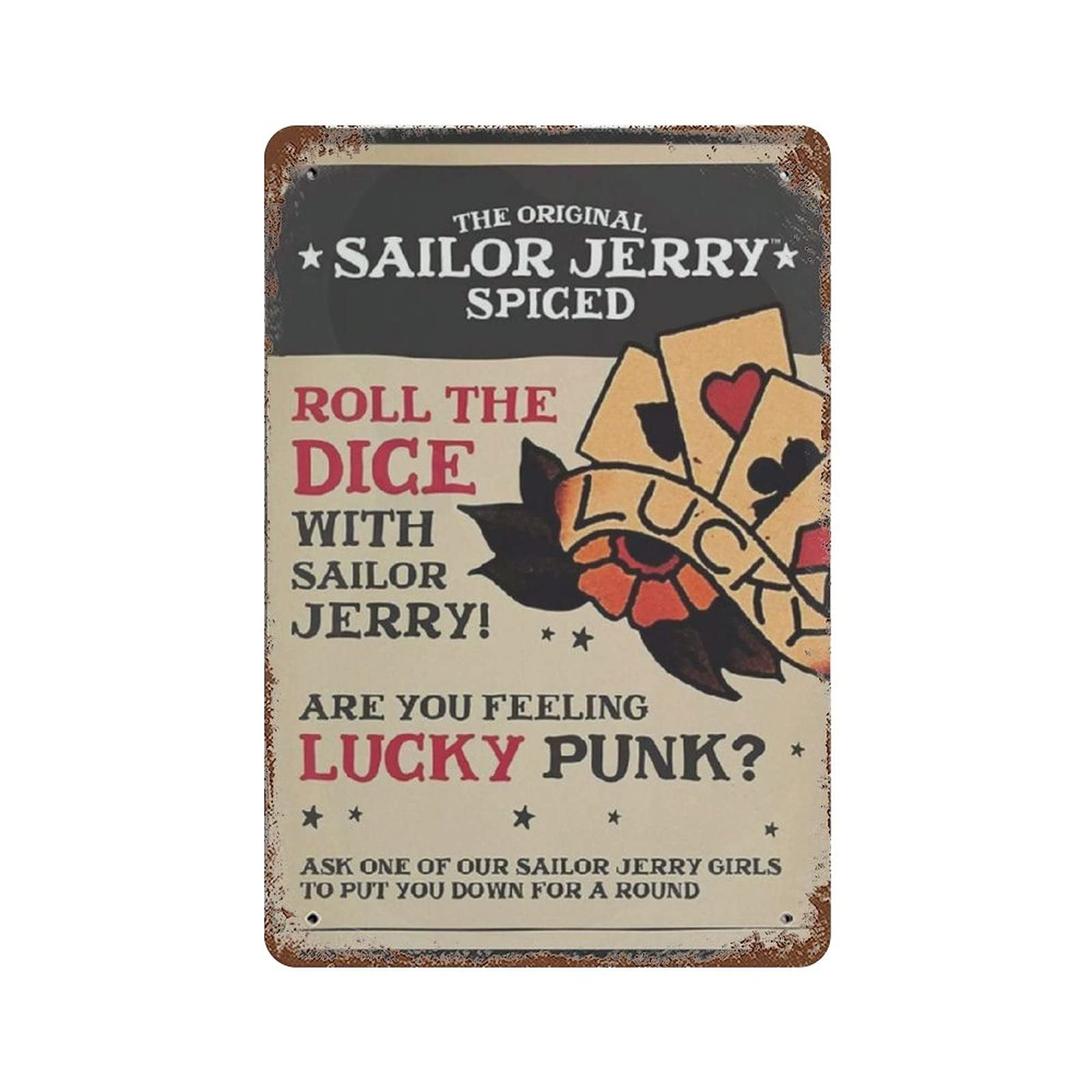 Sailor Jerry Spiced Tin Sign Retro Plaque Home Bar Man Cave Wall Decor Vintage Metal Poster 12 X 8 inch