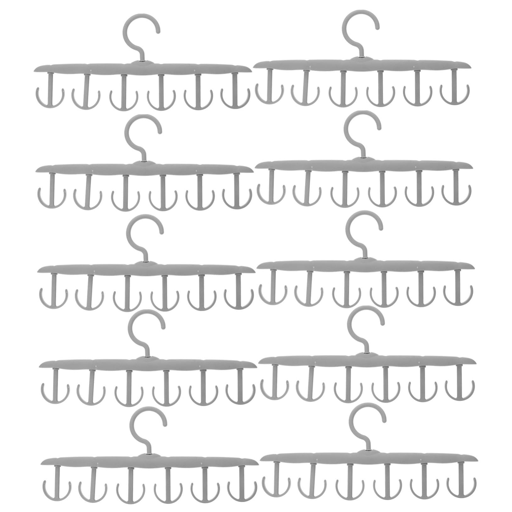 Ciieeo 10Pcs Rotating Clothes Hangers for Closet Versatile Organizer for Clothes and Hats Plastic Space Saving Design Easy Access for Jean Pants and Accessories Grey