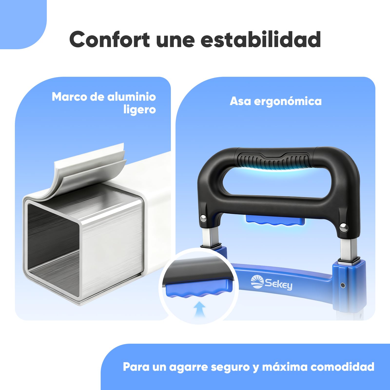 Sekey Carretilla plegable y ligera de transporte, solo 3,5 kg de peso tara, 80 kg de capacidad de carga, 3 niveles de altura ajustable y plegable en segundos, carro plegable de aluminio con ruedas TPR