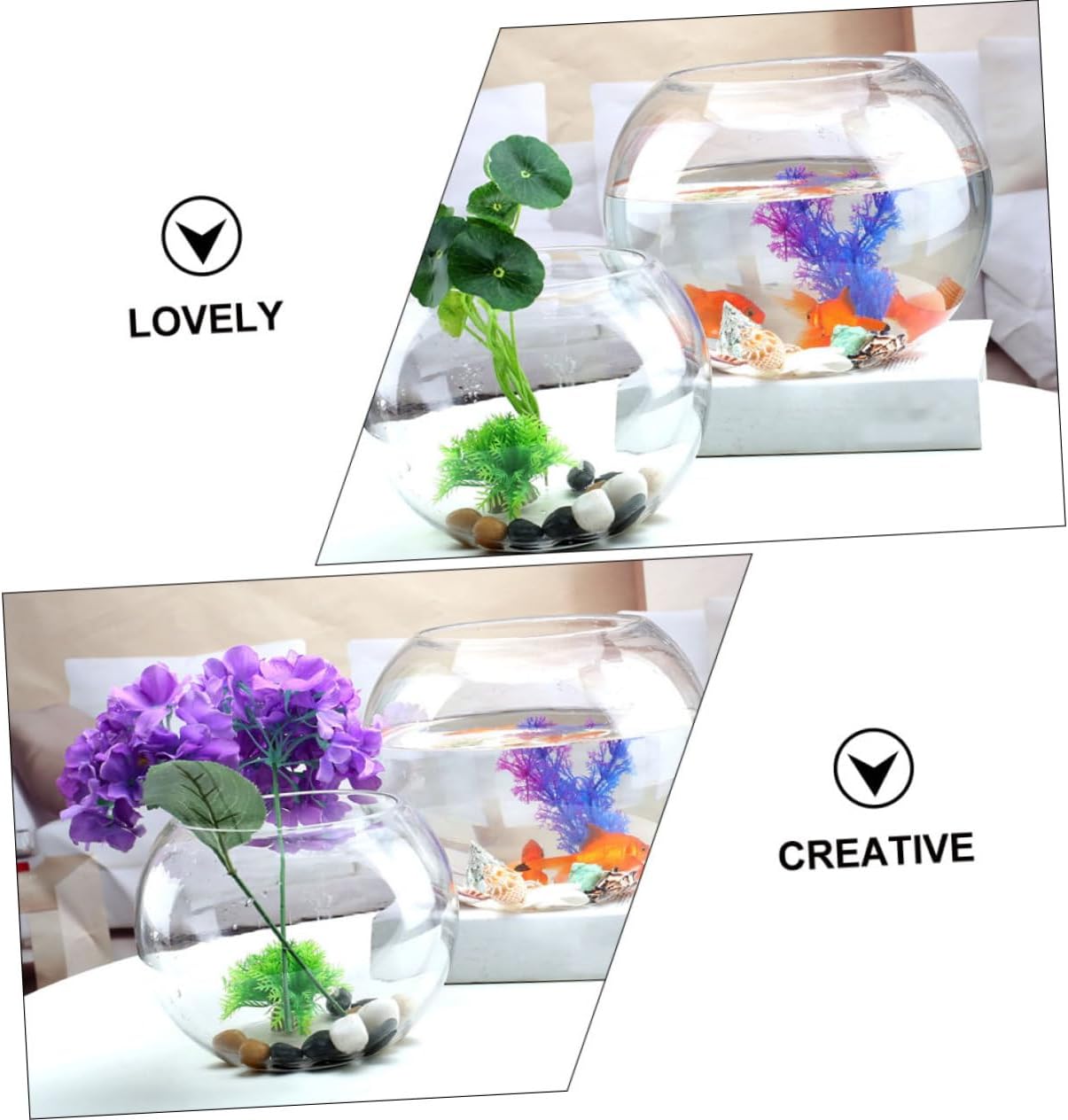 IMIKEYA 2Pcs Round Glass Terrarium Containers for Hydroponic Plants Stylish Moss Planters for Home Decoration Compact for Indoor Spaces for Succulents and Cacti